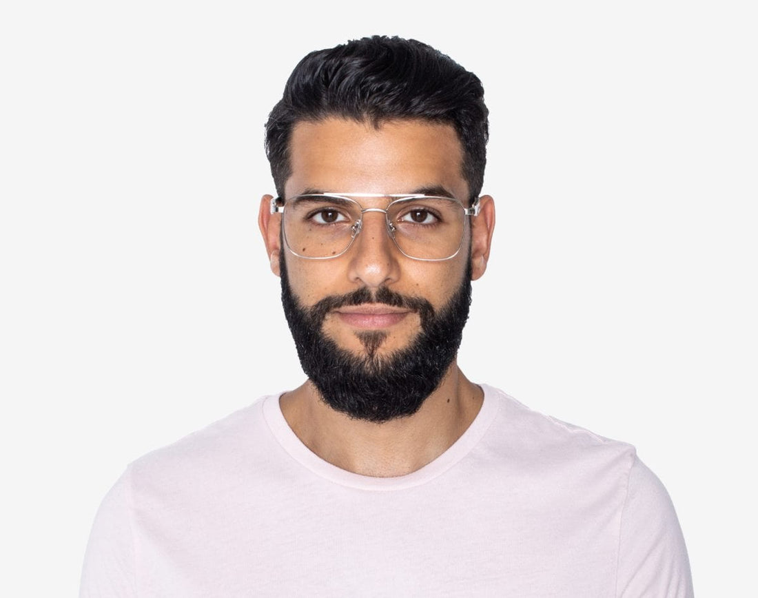 Homme portant Drive Silver - Lunettes carrées rétro en métal argenté