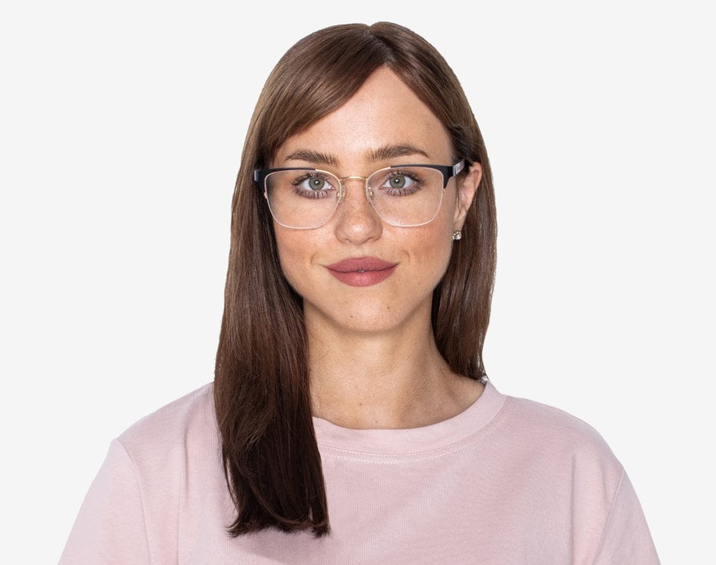 Woman wearing Enchanted Gold - Cat-Eye Eyeglasses in Gold Metal