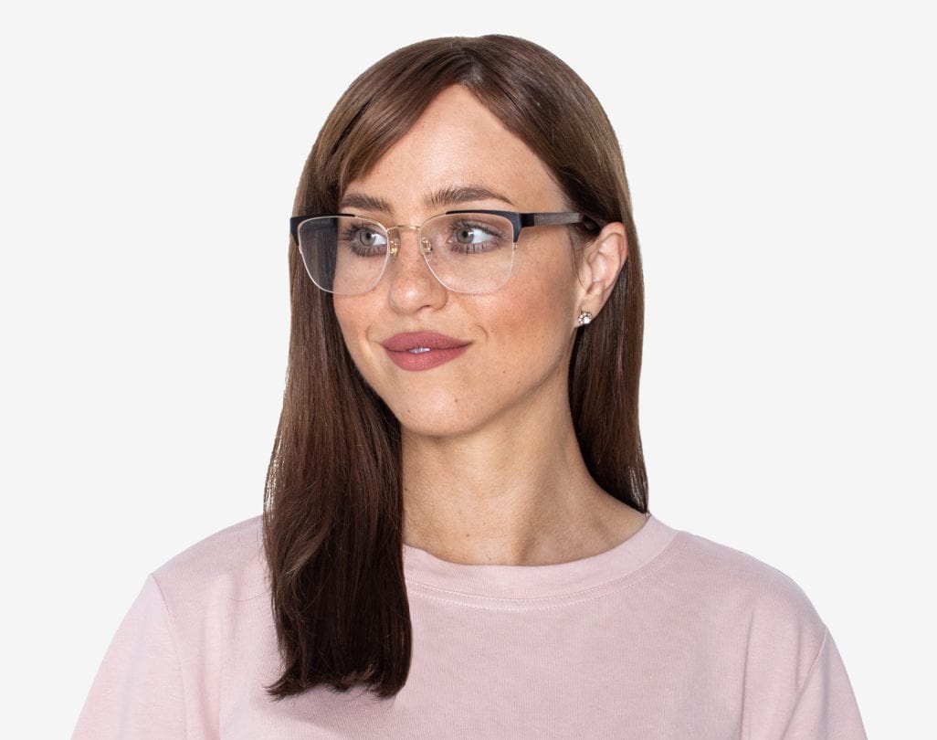 Woman wearing Enchanted Gold - Cat-Eye Eyeglasses in Gold Metal