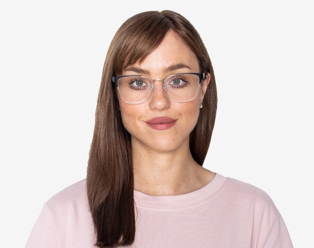 Woman wearing Enchanted Silver - Cat-Eye Eyeglasses in Silver Metal