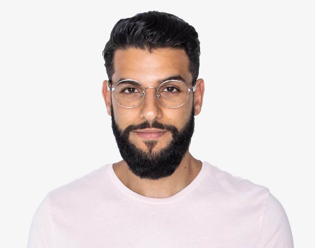 Man wearing Joy Silver - Round Eyeglasses in Silver Metal