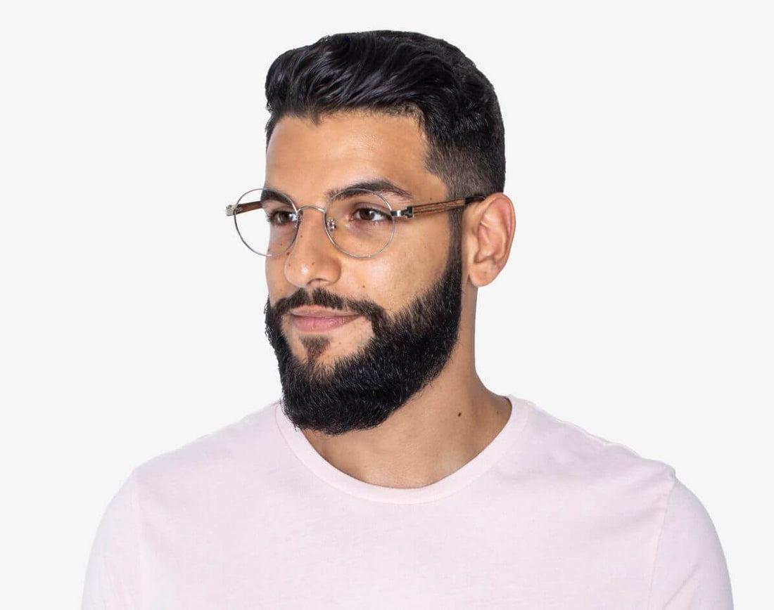 Man wearing Joy Silver - Round Eyeglasses in Silver Metal