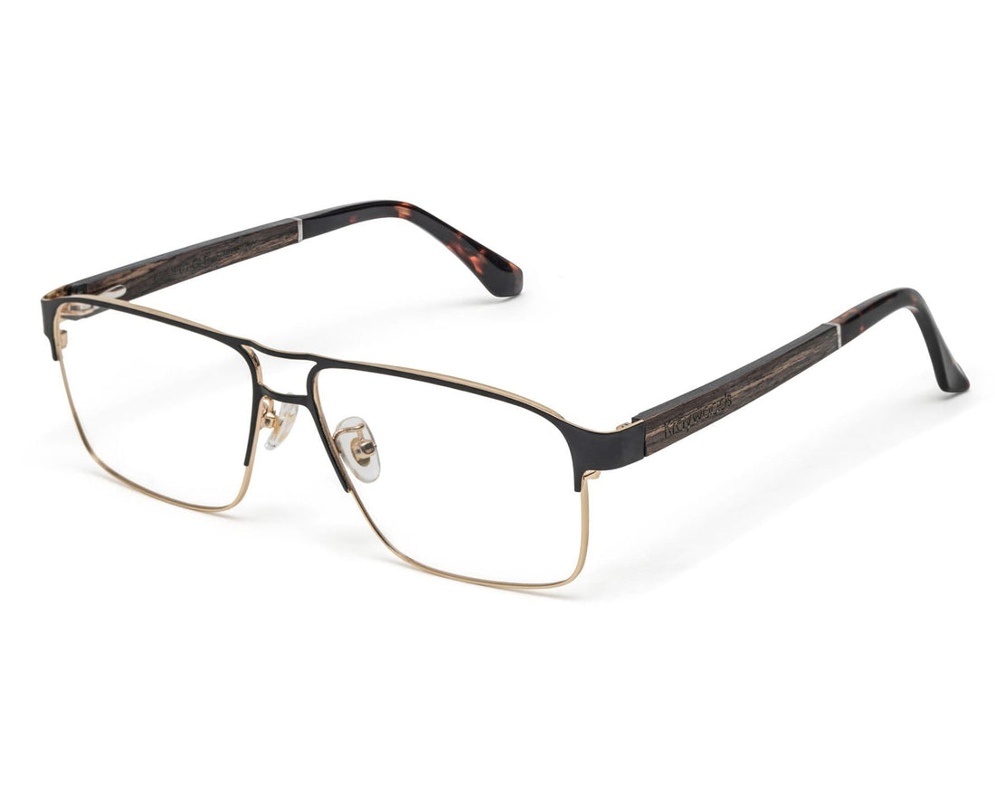 Euphoria Gold - Rectangle two-tone Eyeglasses in Black & Gold Metal