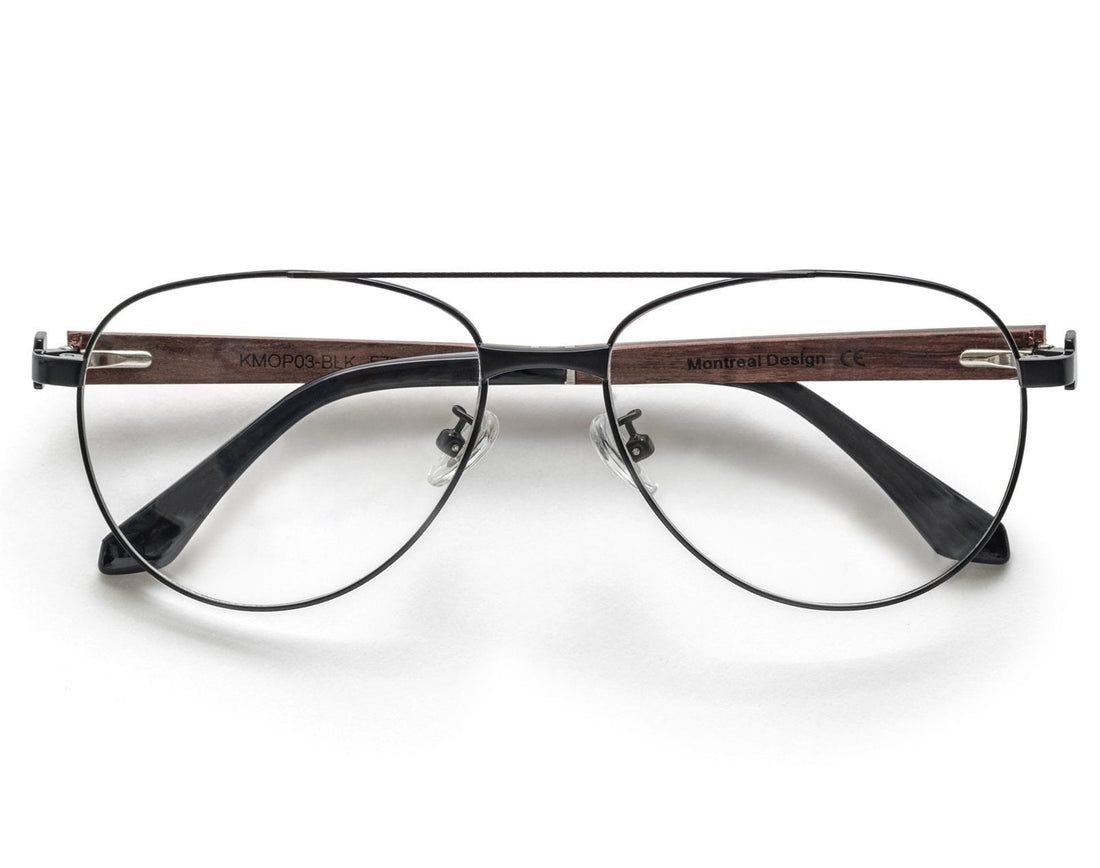 Purpose Black - Lunettes aviateur vintage en métal noir