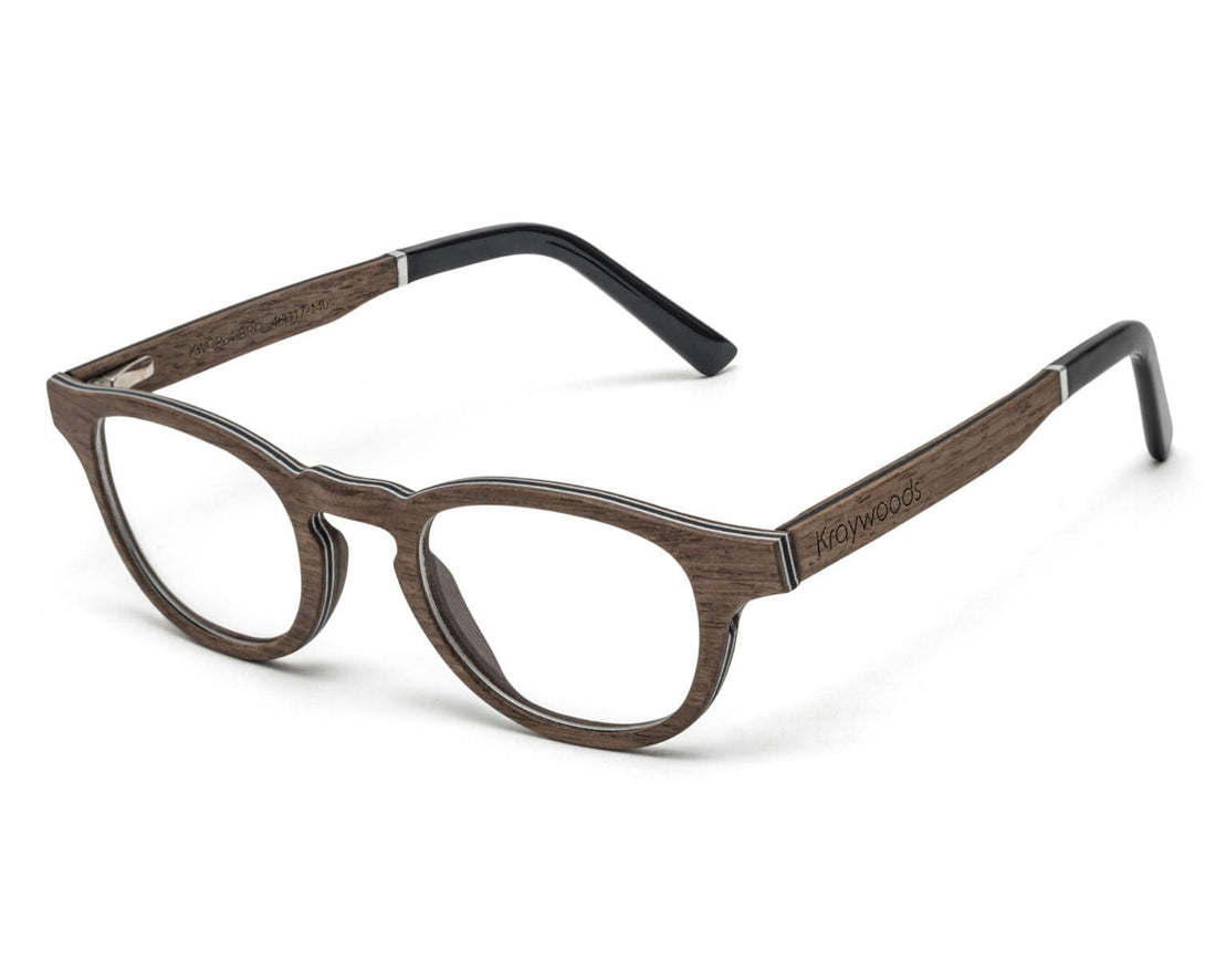 Harmony Brown - Lunettes Vintage Browline en bois de chêne