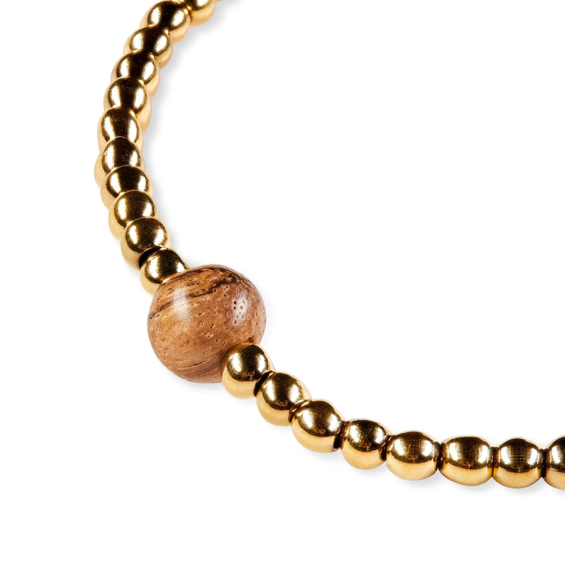 Gold & Wood Macrame Bracelet
