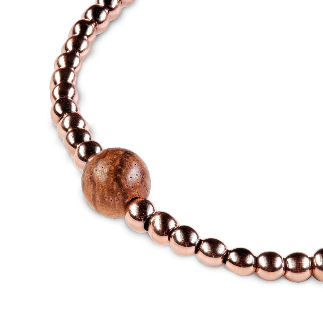 Rose Gold & Wood Macrame Bracelet