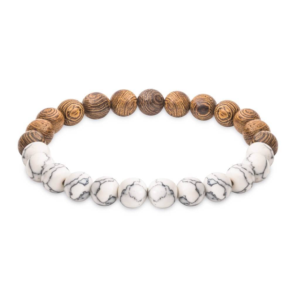 Marble Bracelet with Wooden Beads for women