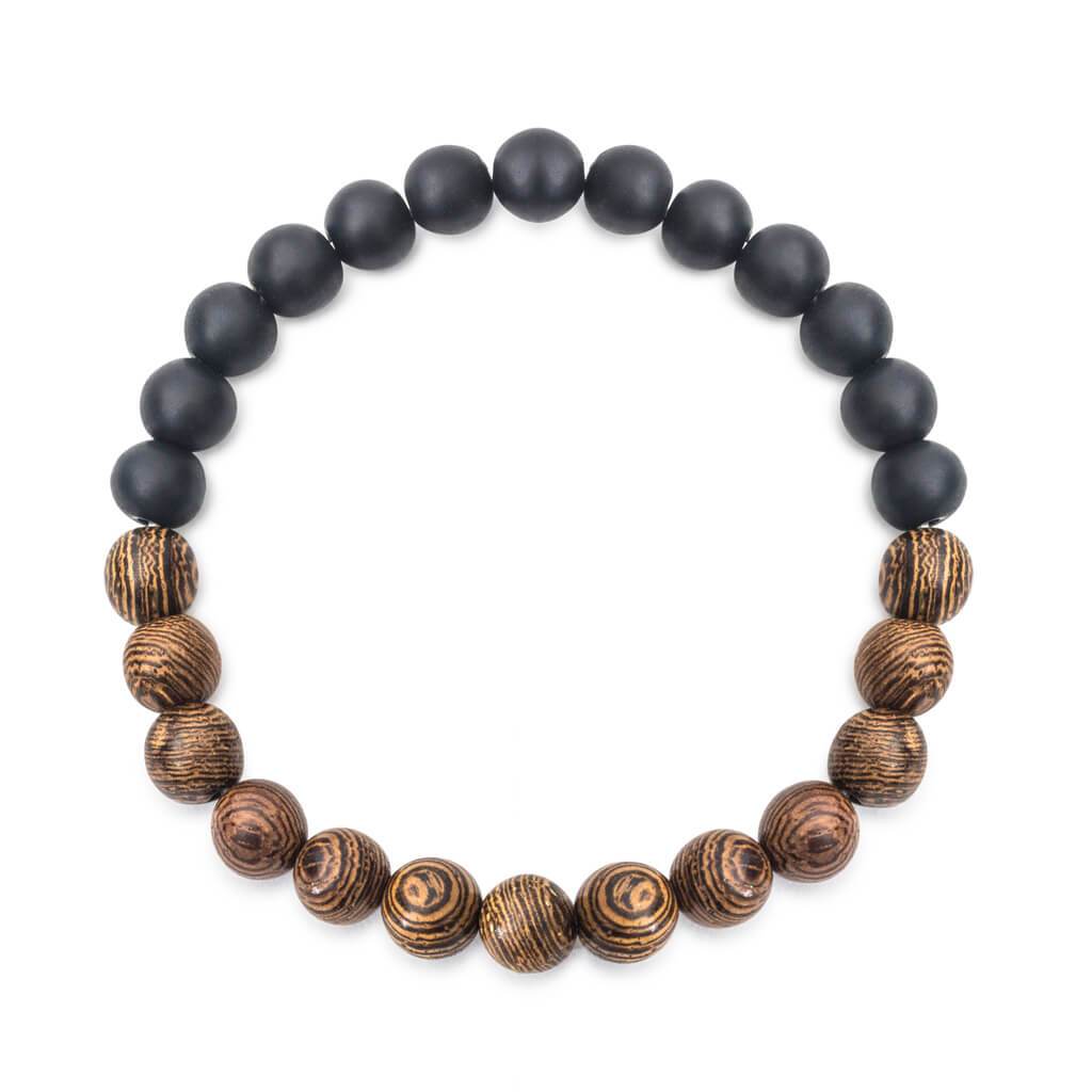 Onyx Bracelet with Wooden Beads for men