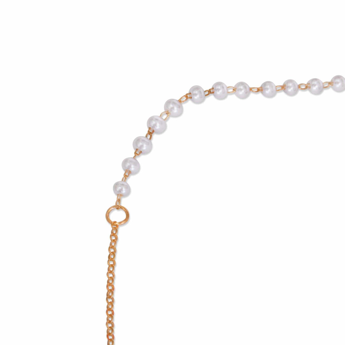Weiße Perle & goldene Brillenkette