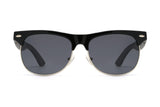 Gafas de Sol Jaguar Negras, Gafas de Sol Browline con Brazos de Madera de Ébano con Protección UV 100%, Lentes Polarizadas - Delanteras