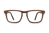 Gafas Rectangulares de Madera de Roble Marrón - Frente