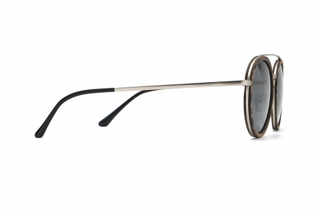 Aspen Plata, Gafas de sol redondas de doble puente - Lado