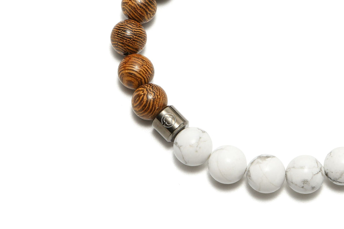 Pulsera de mármol con cuentas de madera para mujer