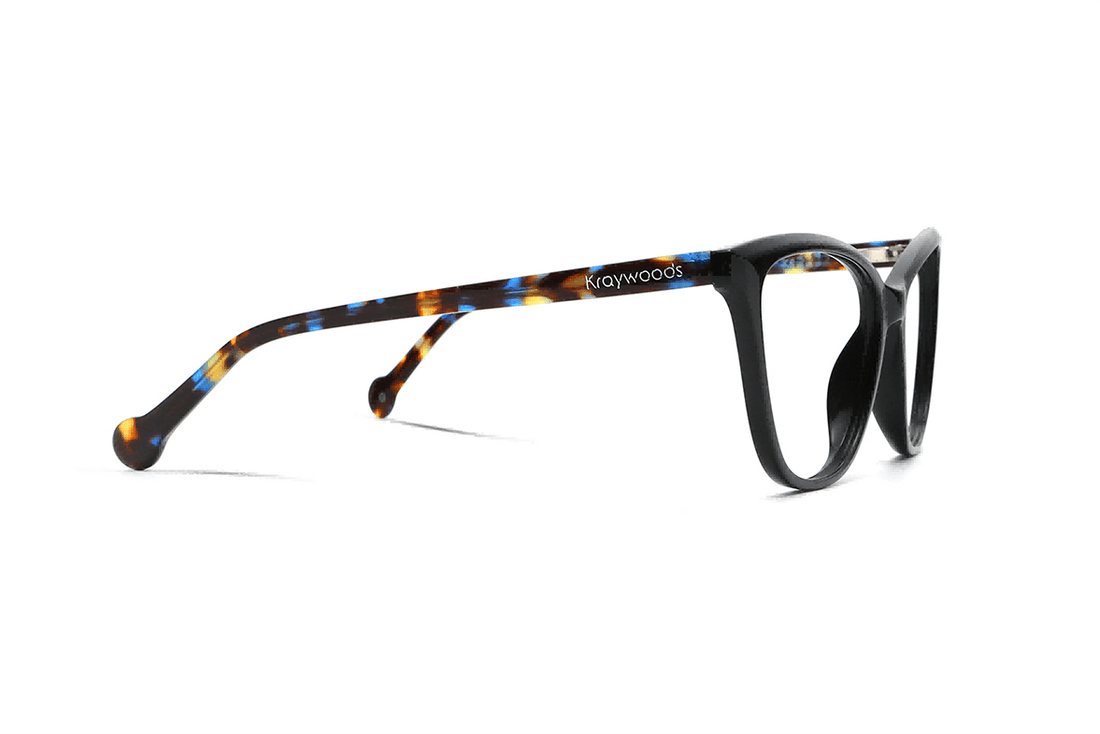 Allure Negro, Cat Eye Gafas de acetato negro - Lado