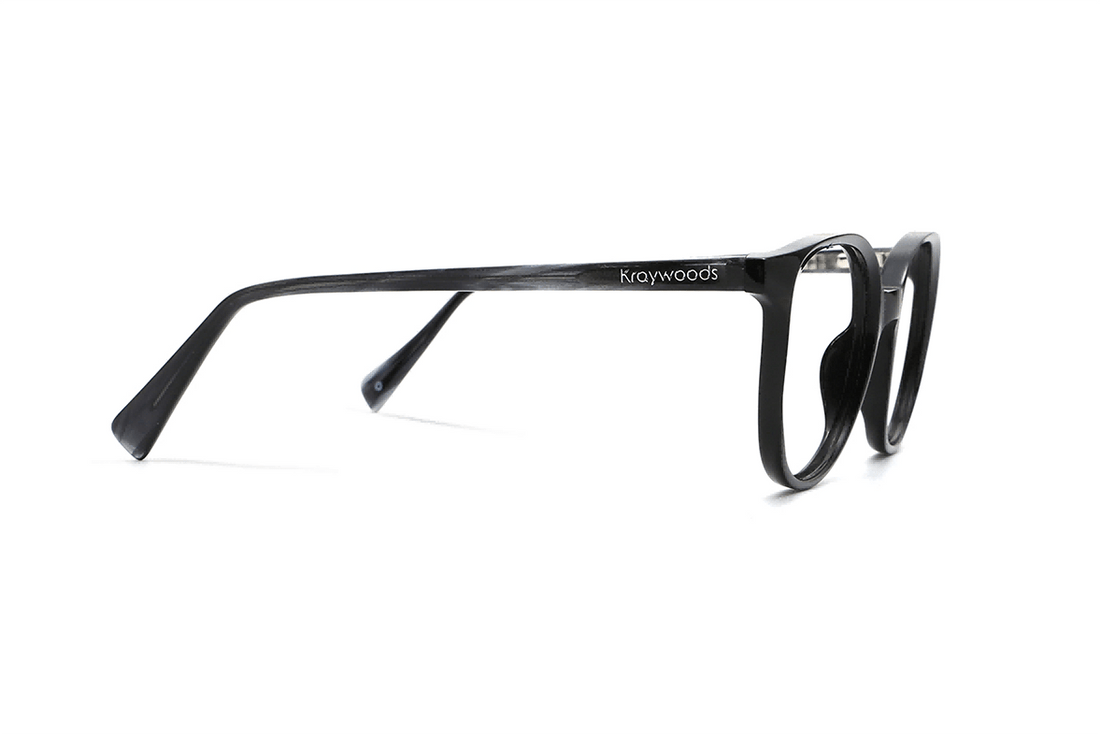 Serene Negro, Gafas Ovaladas de Acetato Negro - Lado