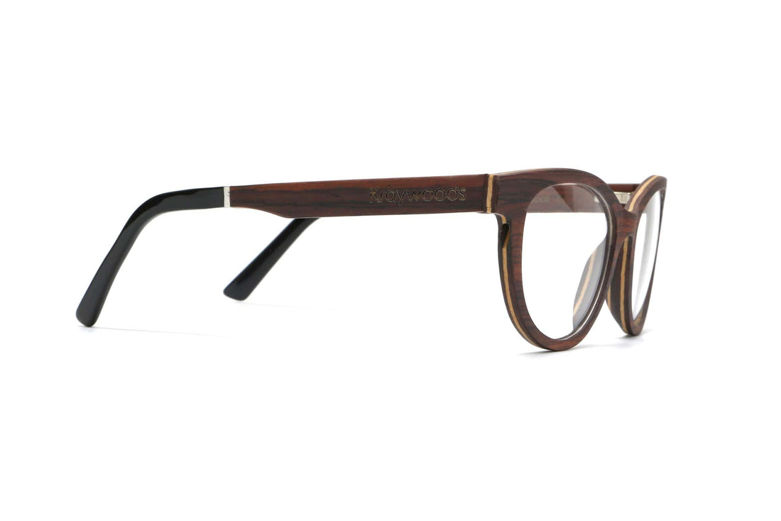 Charm Púrpura, Cat Eye Sandalia Gafas de Madera - Lateral