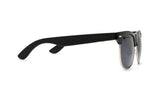 Gafas de sol Jaguar negras, gafas de sol Browline con brazos de madera de ébano con protección UV 100%, lentes polarizadas - Lado