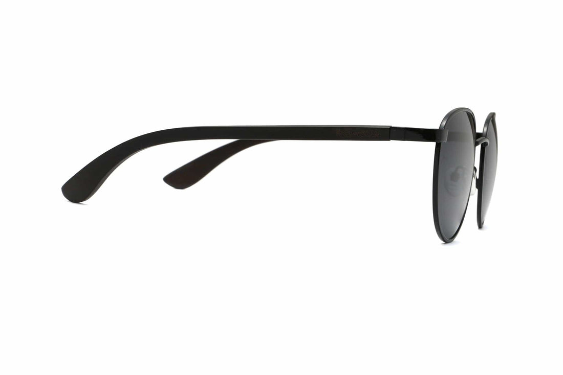 Austin Negro , Gafas de sol redondas de metal negro - Lado