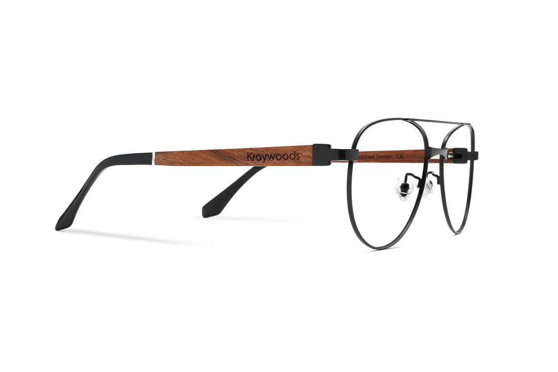 Gafas de Aviador Purpose Negras, Sobredimensionadas - Laterales