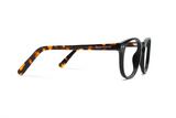 Dash Negro, Gafas Retro Cuadradas de Acetato Negro - Lado