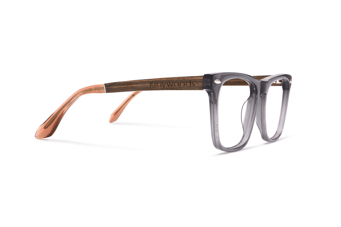 Grace Gris, Gafas cuadradas de acetato gris - Lado
