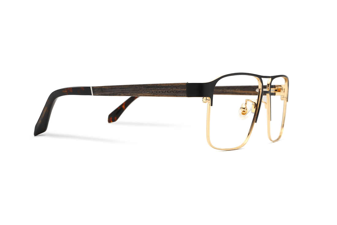 Euforia, Gafas Retro Rectángulo Metal Dorado - Lateral