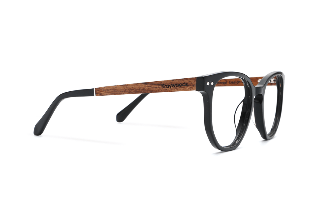 Faith Negro, Gafas Geométricas de Acetato Negro - Lado