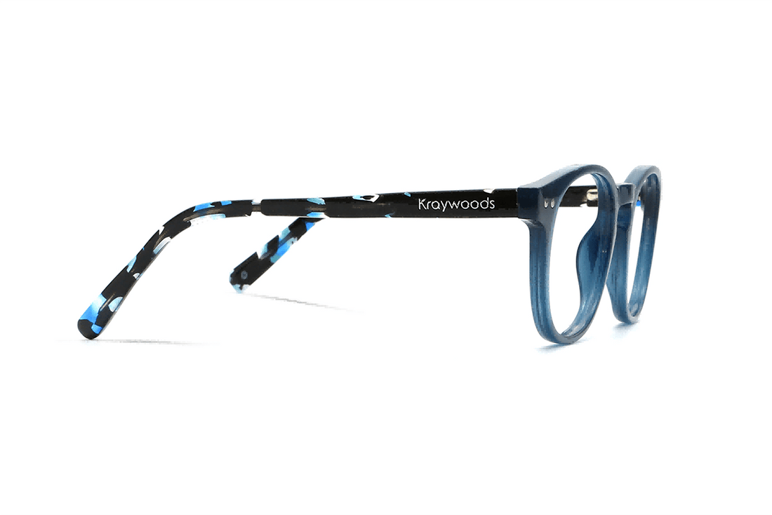 Dash Navy, Gafas Retro Cuadradas de Acetato Azul Marino - Lado