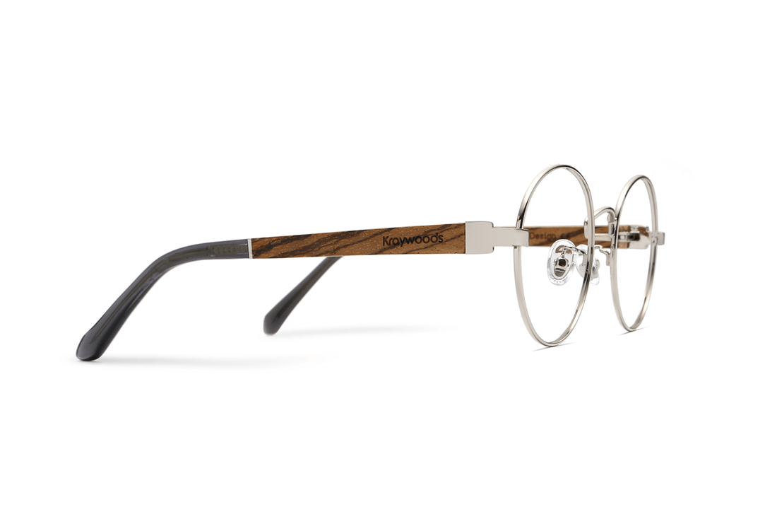 Joy Silver, Gafas redondas de metal plateado - Lateral