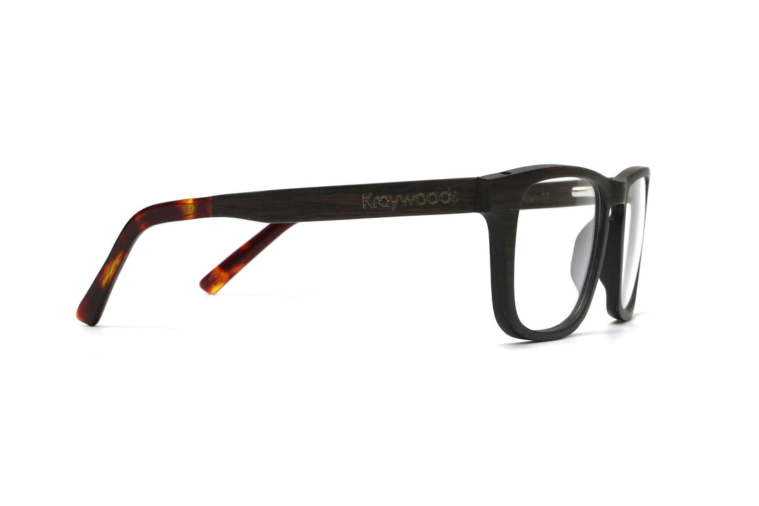 Negrita, gafas rectangulares de madera de roble negro - Lateral