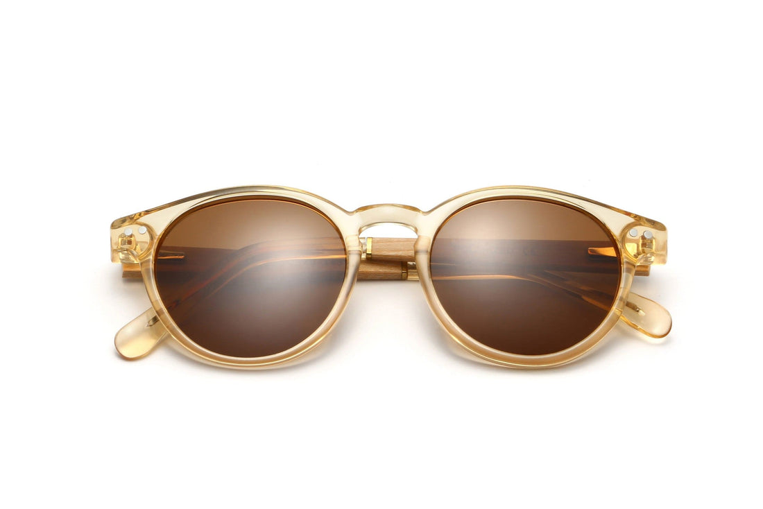 Jazz, Gafas de sol redondas pequeñas de color marrón - Plegadas