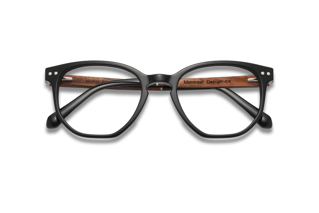 Faith Negro, Gafas Geométricas de Acetato Negro - Plegadas