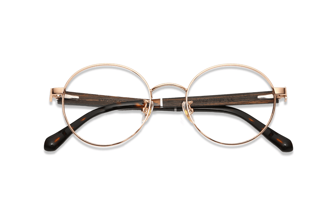 Joy Oro Rosa, Gafas Redondas de Metal Oro Rosa - Plegadas