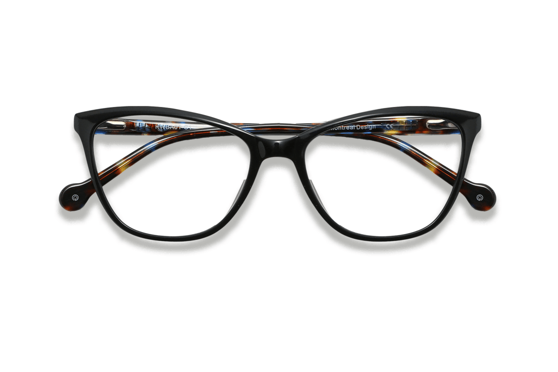 Allure Negro, Gafas de Acetato Negro Ojos de Gato - Plegadas