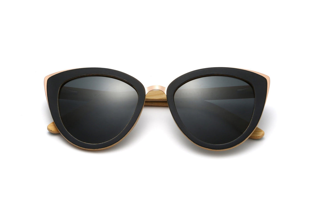 Willow, Gafas de sol negras de ojo de gato sobredimensionadas - Plegadas