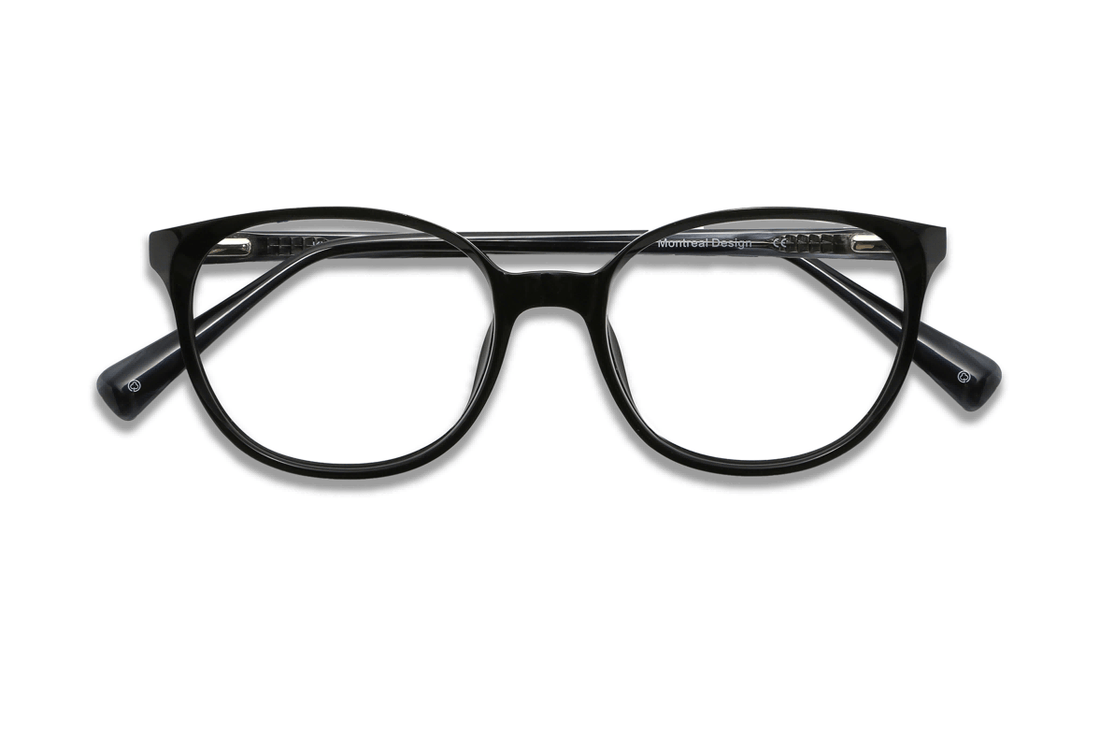 Serene Negro, Gafas Ovaladas de Acetato Negro - Plegadas
