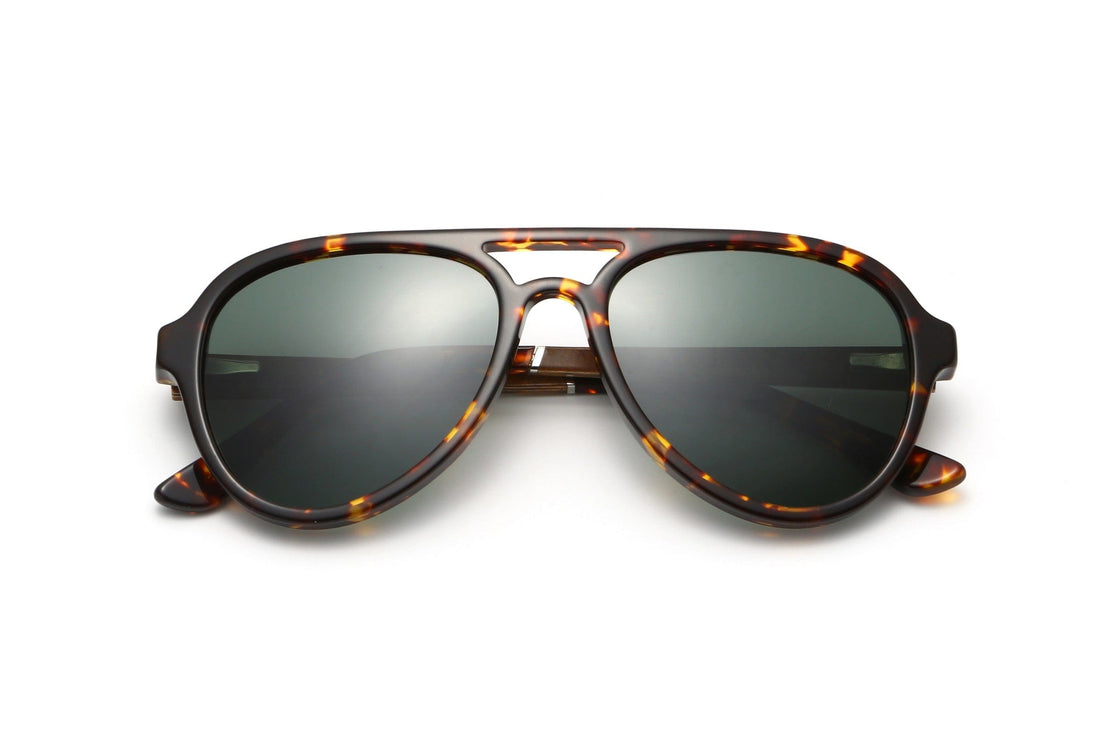 Runner, Gafas de sol de aviador de tortuga verde - Plegadas