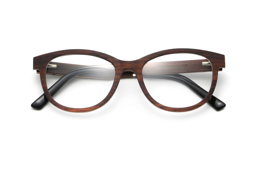 Charm Violeta, Gafas de Madera Sandalia Ojo de Gato - Plegadas