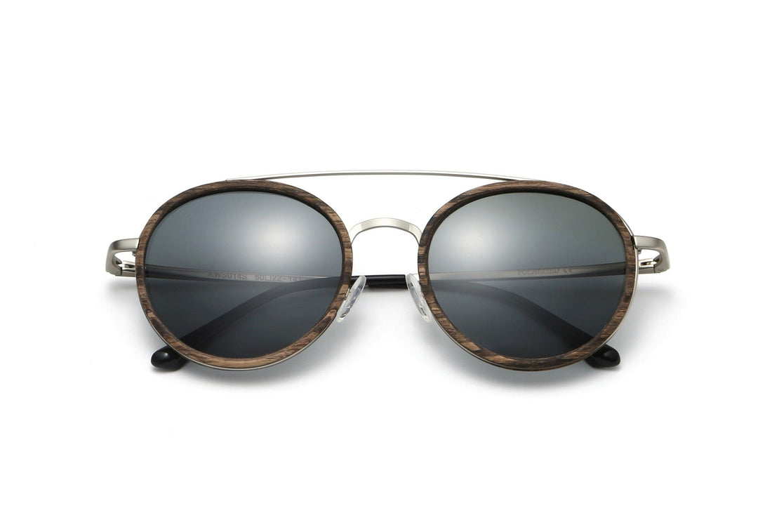 Aspen Plata, Gafas de sol redondas de doble puente - Plegadas
