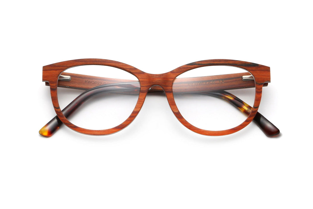 Charm Rose, Cat Eye Gafas de madera de cerezo - Plegadas