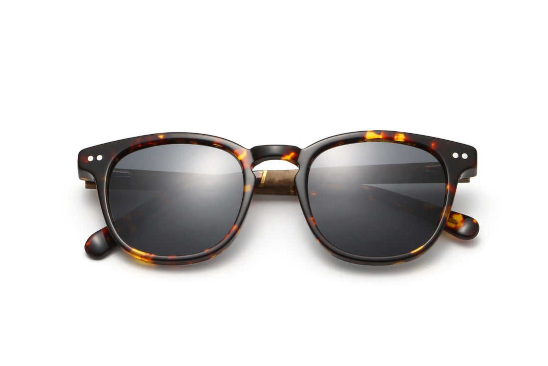 Carter, Gafas de sol cuadradas retro de tortuga verde - Plegadas