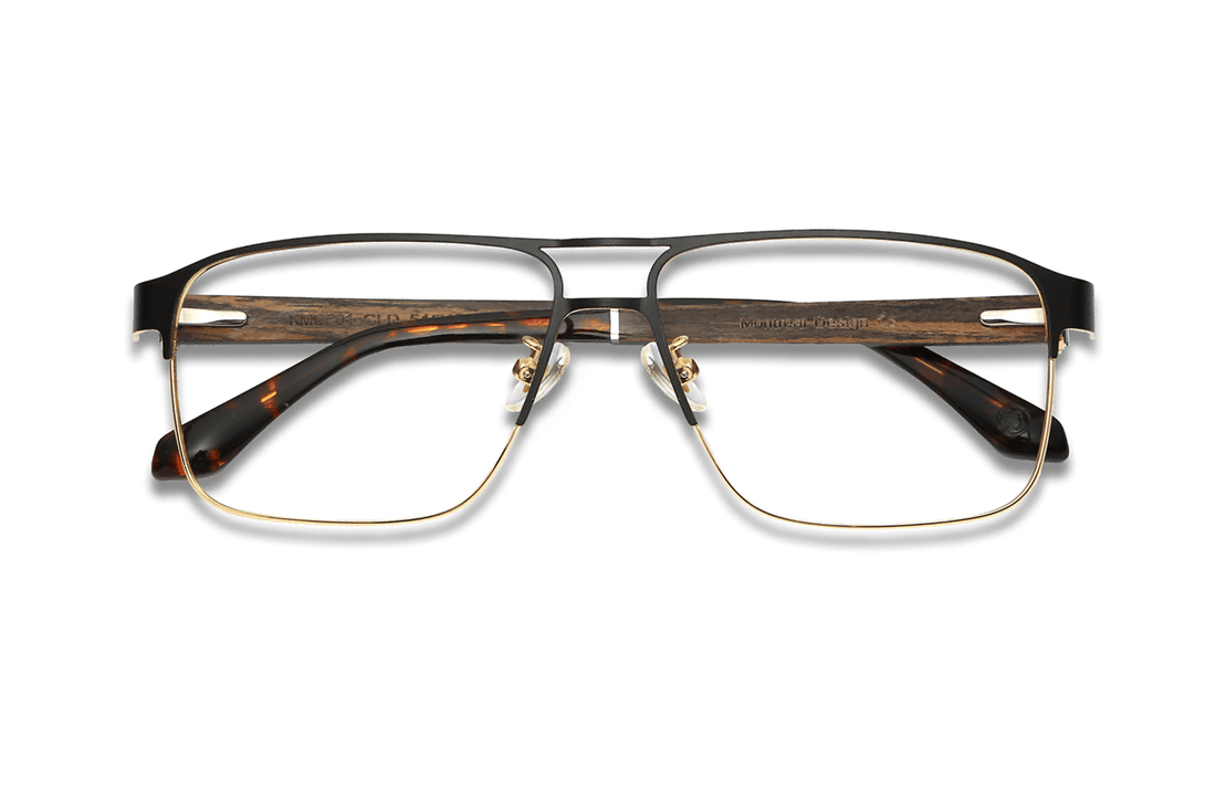 Euforia, Gafas Retro Rectangulares de Metal Dorado - Plegadas