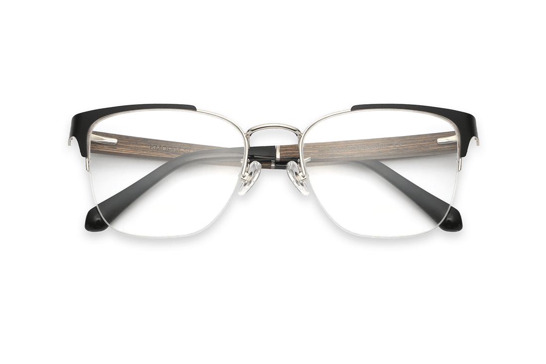 Plata Encantada, Gafas de Ojos de Gato Semi al aire - Plegadas