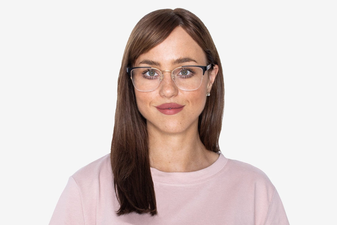 Mujer con Gafas de Ojo de Gato Semi sin montura de Oro Encantado