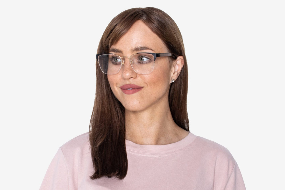 Mujer con Gafas de Ojo de Gato Semi sin montura de Oro Encantado