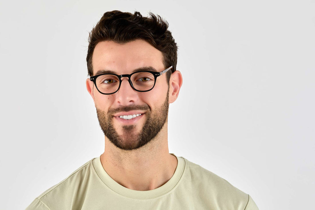 Hombre con Dash Negro, Gafas Retro Cuadradas de Acetato Negro