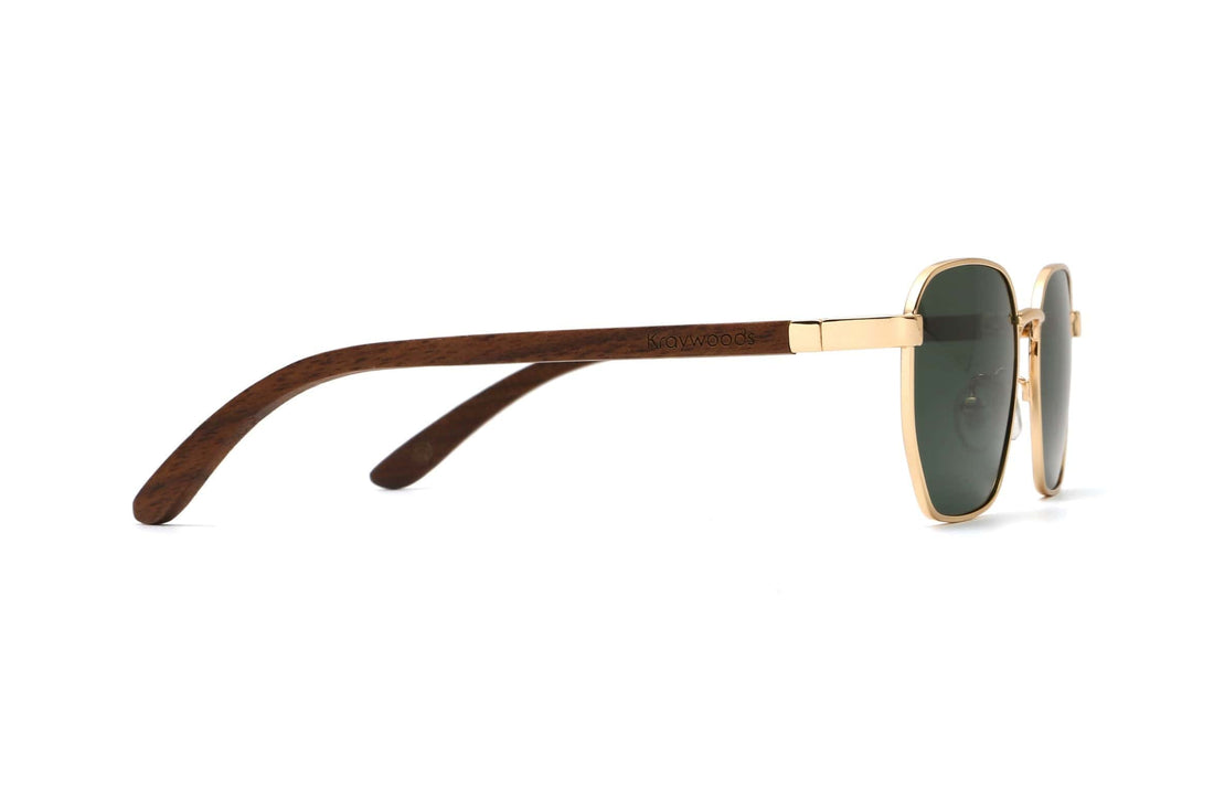 Arlo, Gafas de sol retrocuadradas doradas - Lado