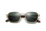 Arlo, Gafas de sol retro cuadradas doradas - Plegadas