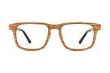 Rubia Atrevida, Gafas Rectangulares de Madera de Cebra Amarilla - Delantero